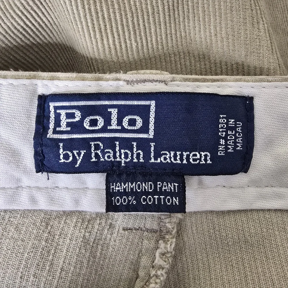 Polo Ralph Lauren Hammond Pant Mens 38x30 Tan Corduroy Straight Leg 100%‎ Cotton
